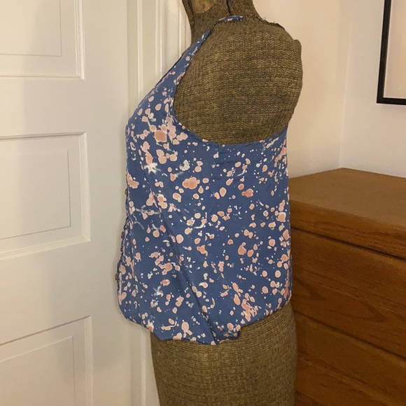 FOREVER 21 splatter paint 🎨 bubble top button up racer back pink & smoky blue - Picture 5 of 8